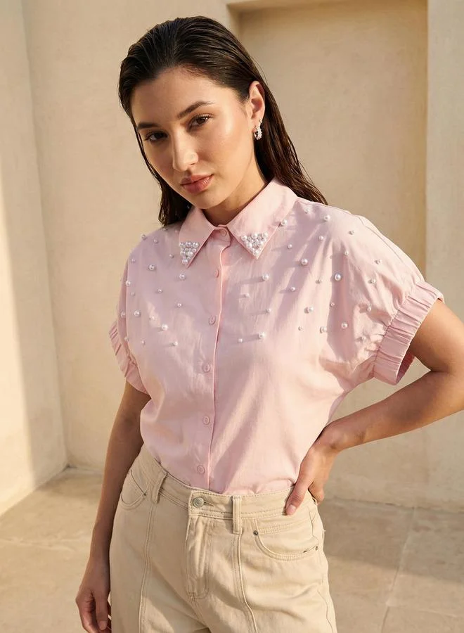 تواكستريمز 2Xtremz Cotton Shirt with Pearl Embellishment